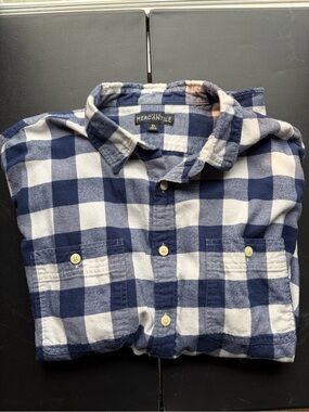 J Crew Mercantile Men’s Navy & White Check Flannel Shirt